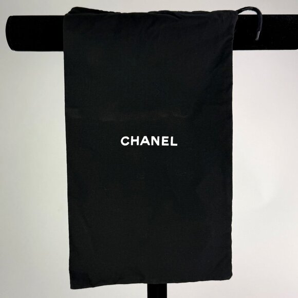 "Authentic Chanel Black Cotton Dust Bag 14.5 x 8 | 2010s Designer Storage Pouch - Picture 1 of 3
